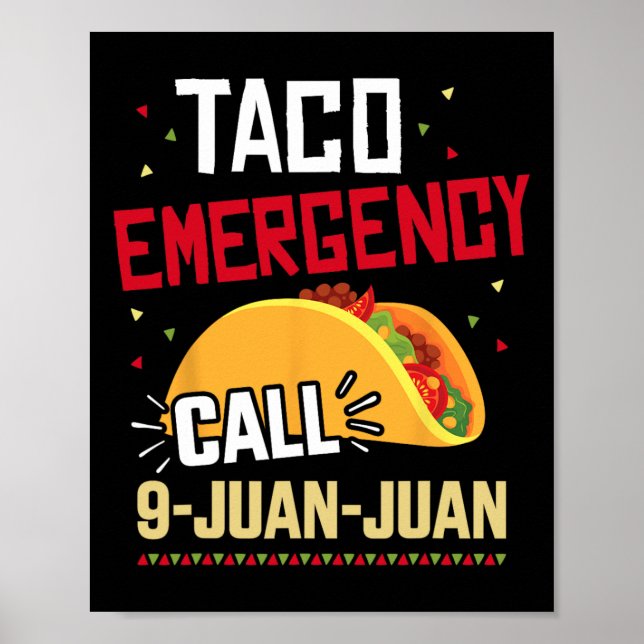 Funny Taco Akut Ring 9 Juan för Cinco De Poster (Framsidan)
