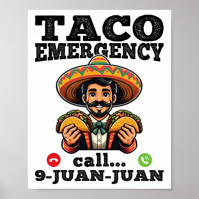 Funny Taco Akut Ring 9 Juan för Cinco De Poster (Framsidan)