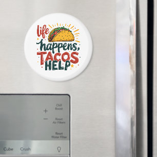 Funny Taco Älskare Fiesta Foodie Humor Art White Magnet