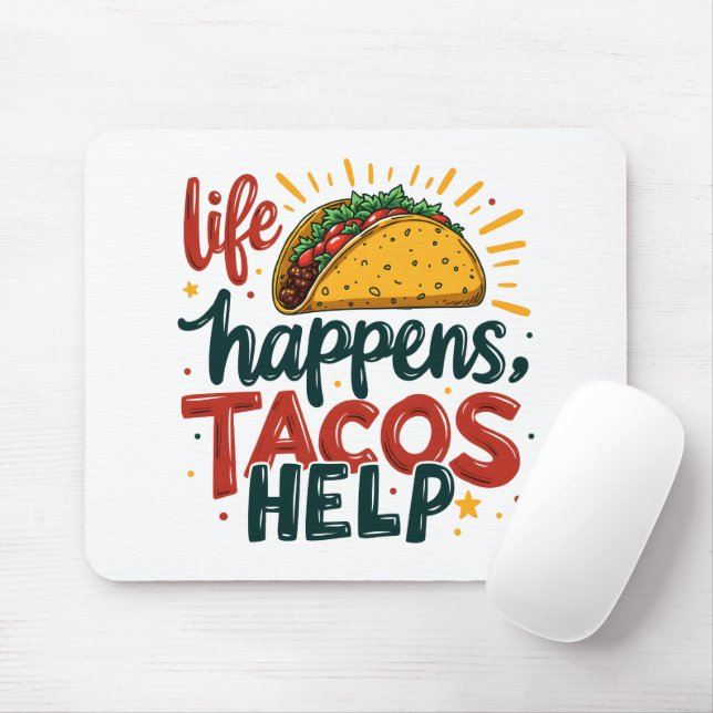 Funny Taco Älskare Fiesta Foodie Humor Art White Musmatta (Med mus)