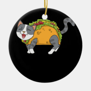 Funny Taco Cat Mexican Food manar Women Youth Ungd Julgransprydnad Keramik