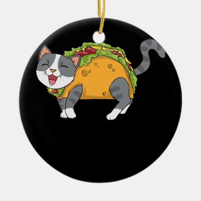 Funny Taco Cat Mexican Food manar Women Youth Ungd Julgransprydnad Keramik (Framsidan)