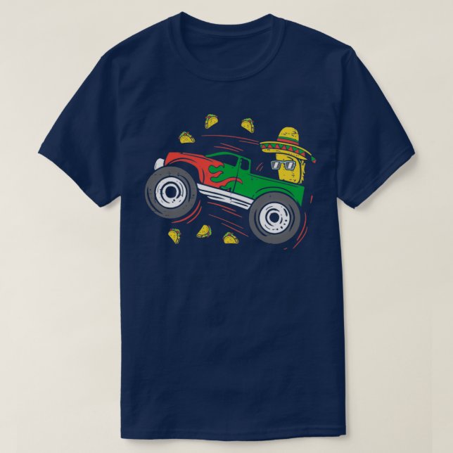 Funny Taco Driving Monster Lastbil 2 T Shirt (Design framsida)