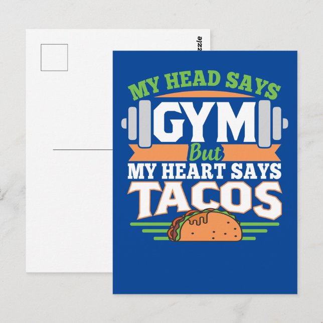 Funny Taco Gym Vykort (Fram/baksida)