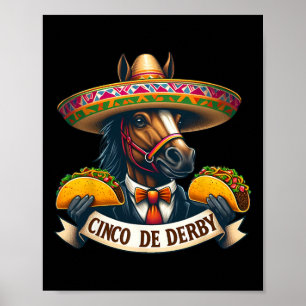 Funny Taco Horse Tävla Vintage Cinco De Der Poster