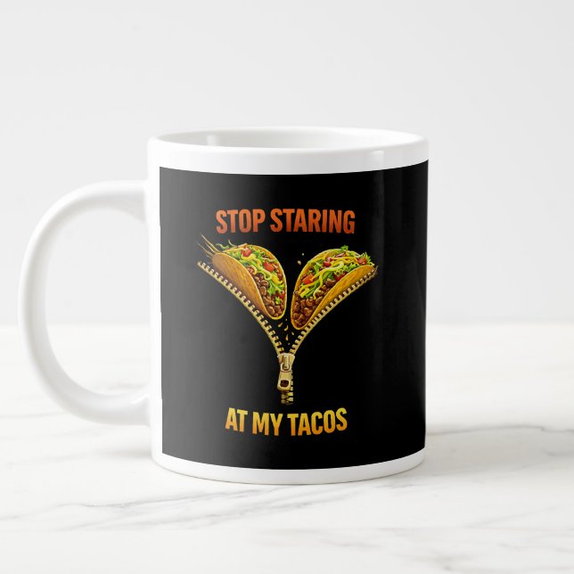 Funny Taco Lover Stop Staring Jumbo Mugg (Vänster)