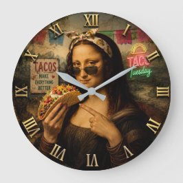 Funny Taco Mona Lisa Stor Klocka