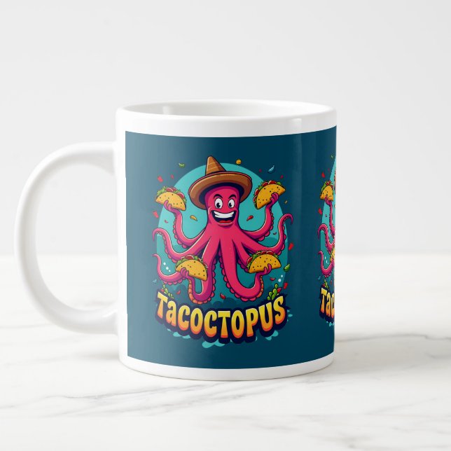 Funny Taco Octopus Tecknad Food Pun Jumbo Mugg (Vänster)