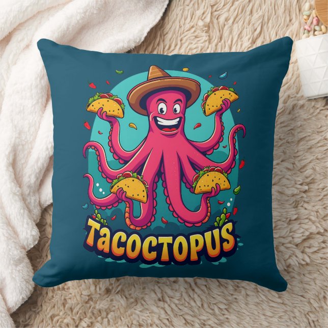 Funny Taco Octopus Tecknad Food Pun Kudde (Filt)