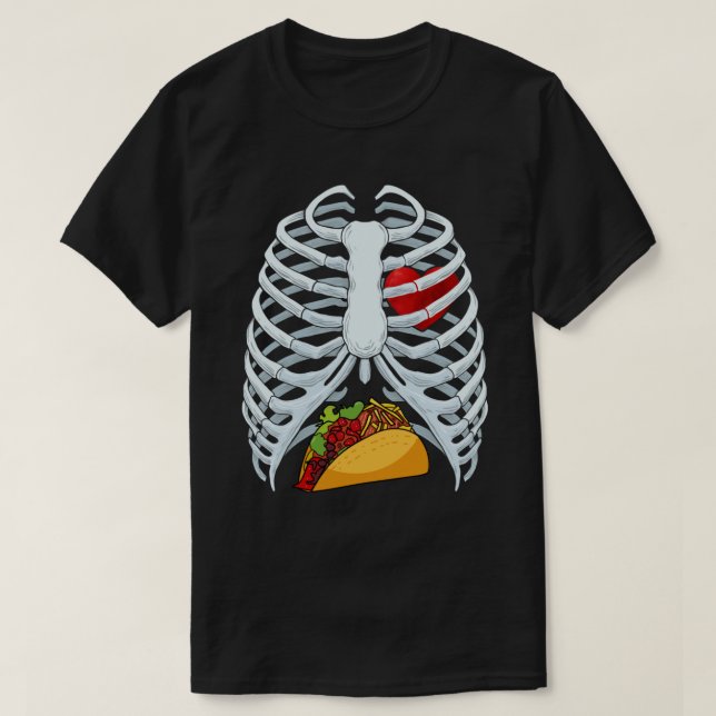 Funny Taco Skeleton Rib Cage Halloween Costume T Shirt (Design framsida)