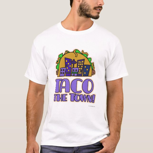 Funny Taco Town Mexican Food Tecknad T Shirt (Framsida)
