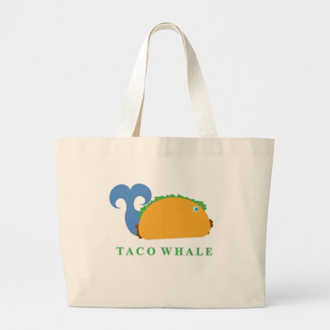 Funny Taco Whale Tecknade figurer Jumbo Tygkasse (Framsidan)