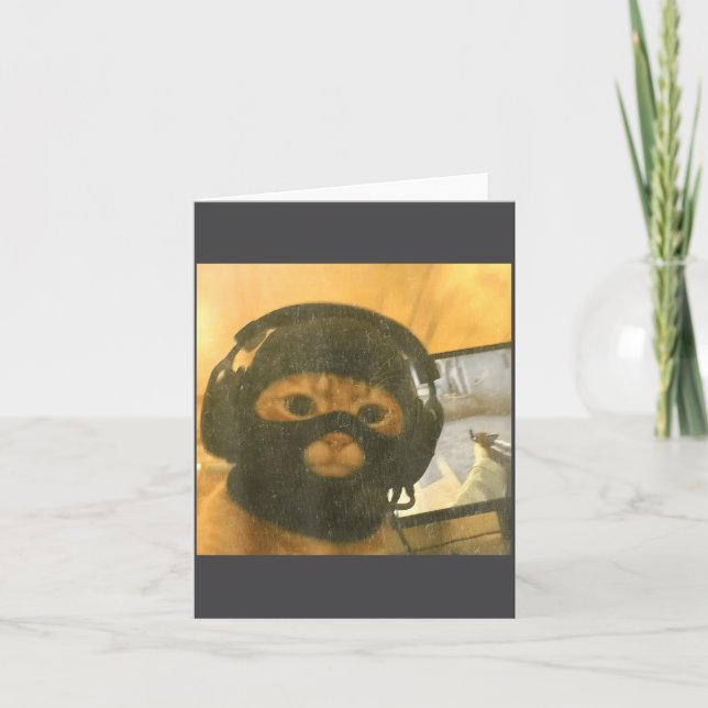 Funny Tactical Gamer Cat Meme Graphic  Kort (Framsida)