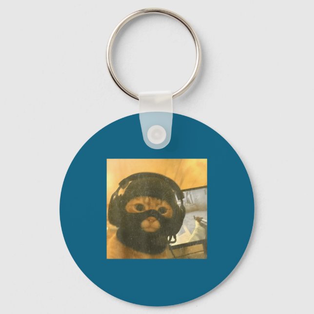 Funny Tactical Gamer Cat Meme Graphic  Nyckelring (Framsida)