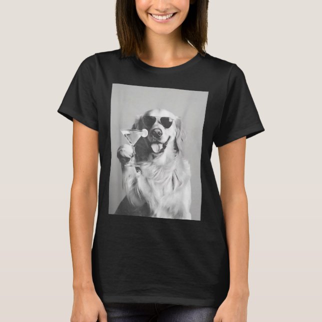 Funny Tail Dog Golden Retriever With Sungles Marti T Shirt (Framsida)