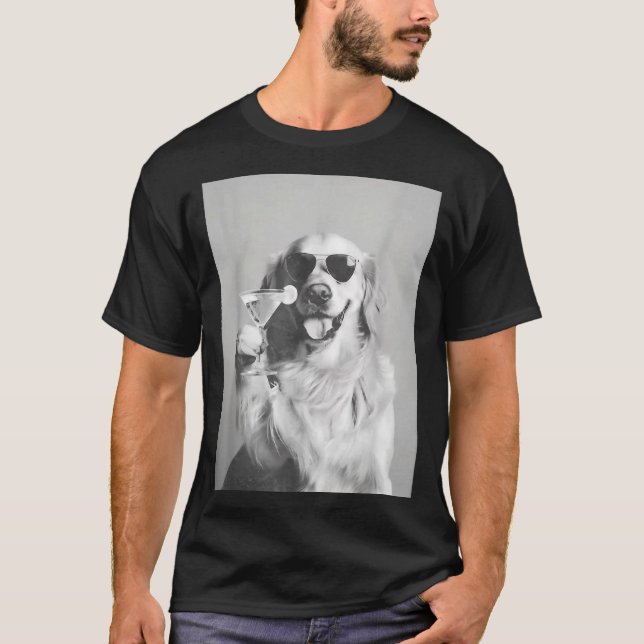 Funny Tail Dog Golden Retriever With Sungles Marti T Shirt (Framsida)