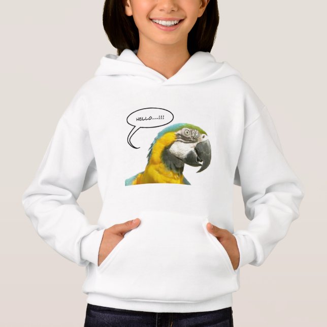 Funny Talking Parrot Ansikte Hoodie T Shirt (Framsida)