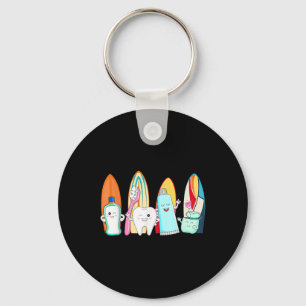 Funny Tand Surfa Surfboard Beach Summer Dental Hyg Nyckelring