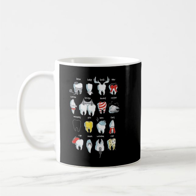 Funny tanddesign Dentist Teeth Dental Kaffemugg (Vänster)