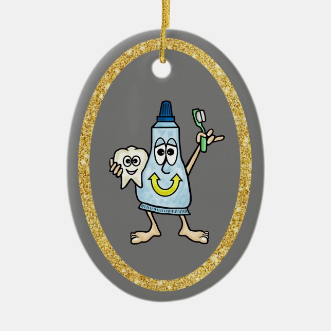Funny tandkräm och tanddekoration julgransprydnad keramik (Framsidan)