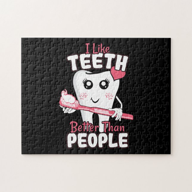 Funny tandläkare - som Teeth bättre än människor Pussel (Horisontell)