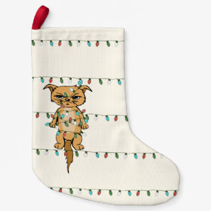 Funny Tangled Grumpy Julafton Cat Helgdag Liten Julstrumpa