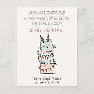 Funny Tangled Jul Ljus Cat Gift Helg Vykort