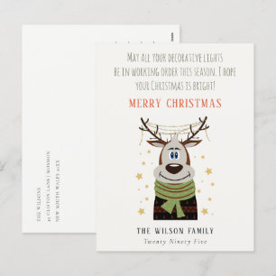 Funny Tangled Working jul Ljus Reindeer Helg Vykort