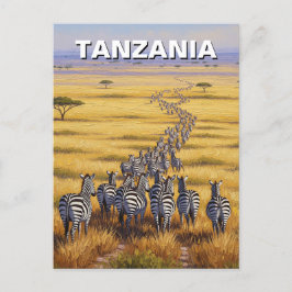 Funny Tanzania Serengeti nationalpark Zebra Vykort