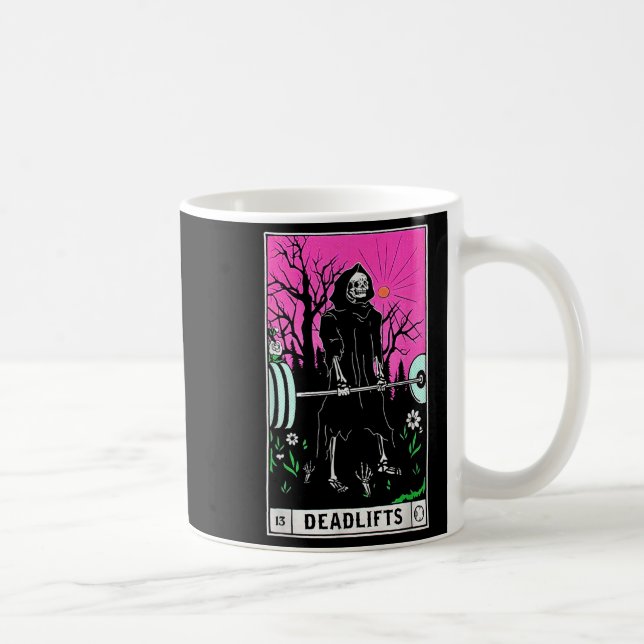 Funny Tarot Card Deadlifts Gym Workout Occult Read Kaffemugg (Höger)