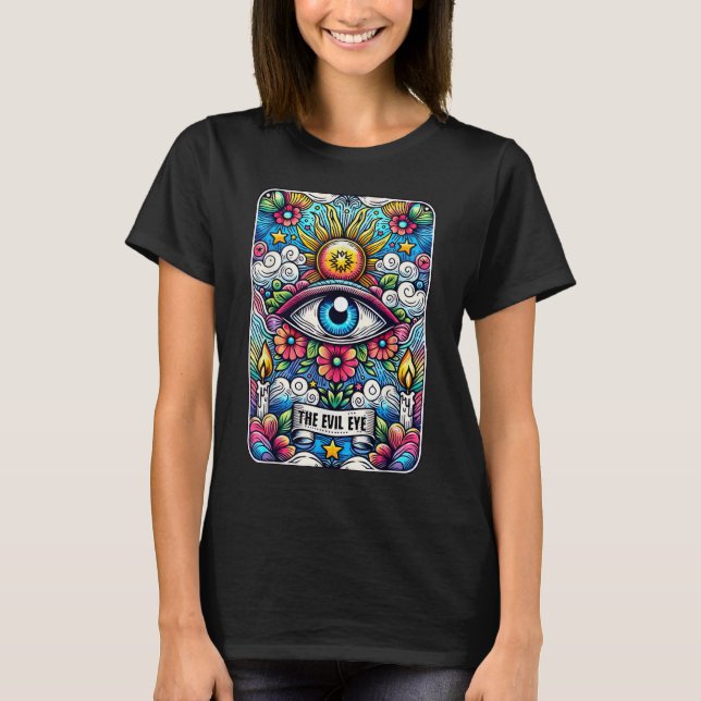 Funny Tarot Card, Evil Öga quirky andlig T Shirt (Framsida)