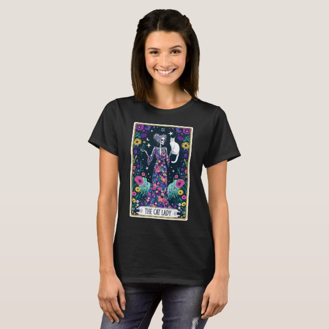 Funny Tarot Card/Katt Dam T Shirt (Hel framsida)