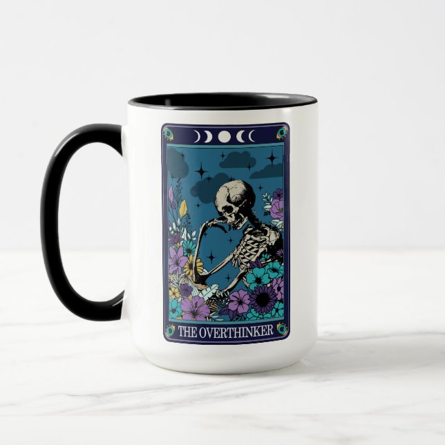 Funny Tarot-Skeleton för övertänkningskortet Mugg (Vänster)