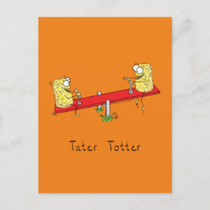 Funny Tater Tots Teeter Totter Kids Vykort