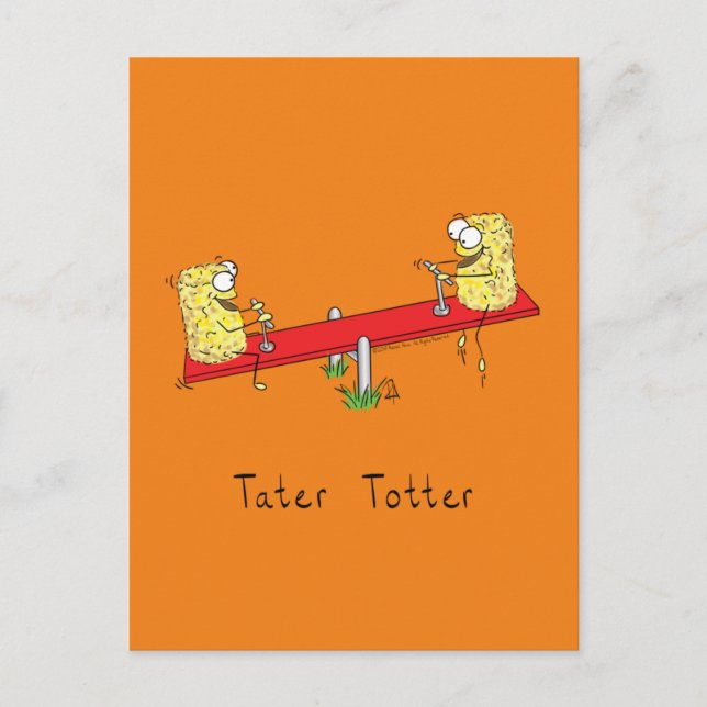 Funny Tater Tots Teeter Totter Kids Vykort (Framsida)