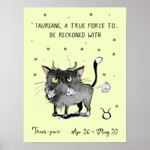 Funny Taurus poster Stjärntecknet Zodiac Cat poste