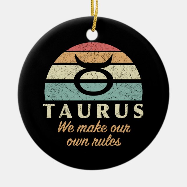Funny Taurus Zodiac Regler Julgransprydnad Keramik (Framsidan)