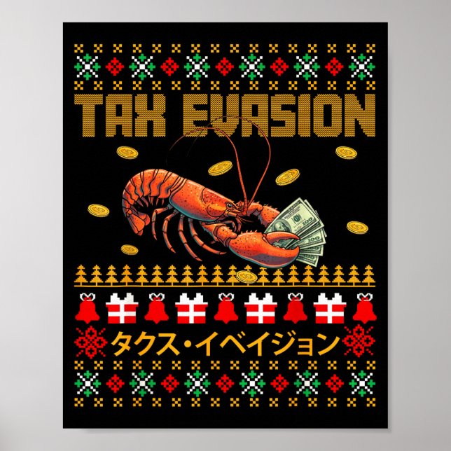 Funny Tax Evasion Lobster Money Ugly Christmas Swe Poster (Framsidan)