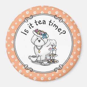 Funny Tea Party Bichon Frise Hund Puppy Cute Magnet