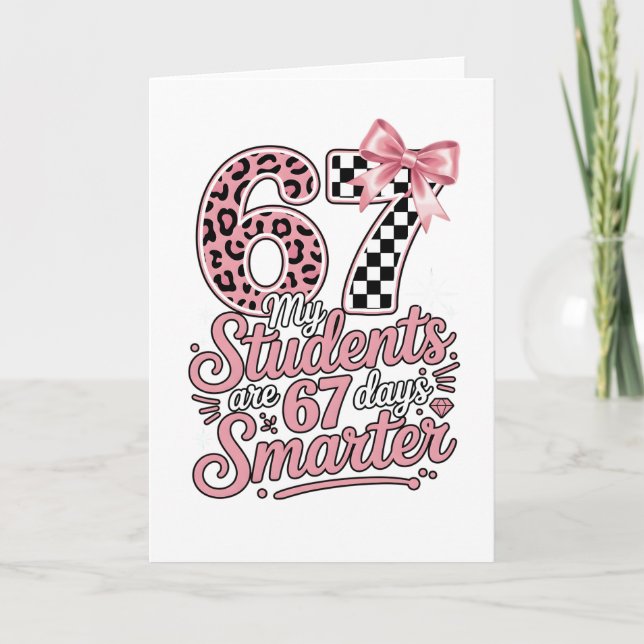 Funny Teacher 67 Days Smarter Students Classroom Kort (Framsida)