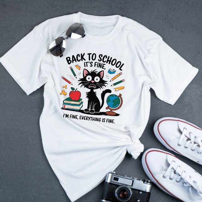 Funny Teacher Back to school Cat Lover Graphic T Shirt (Skapare uppladdad)