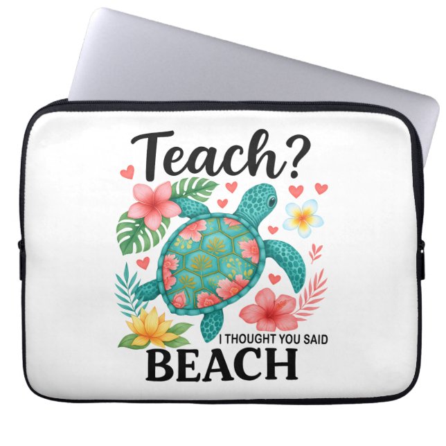 Funny Teacher Beach Summer Turtle Laptop Fodral (Framsidan)