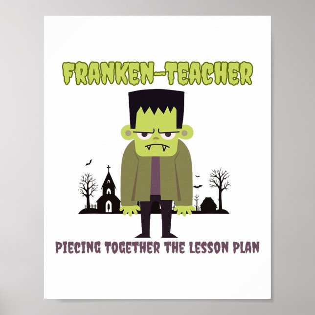 Funny Teacher Halloween Shirt Franken-lärare Fran Poster (Framsidan)