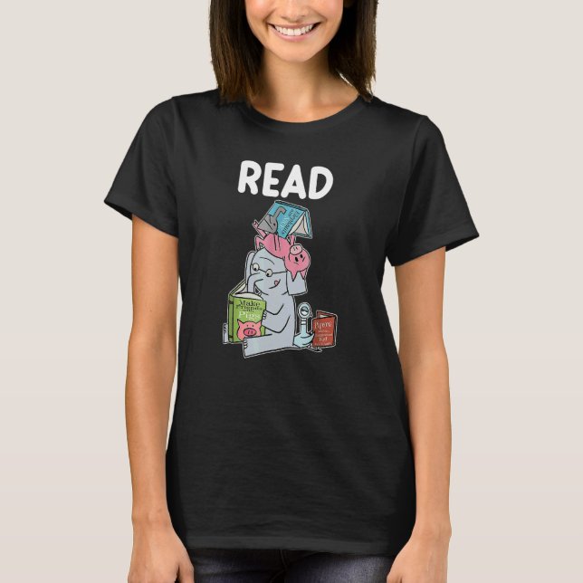Funny Teacher Library Read Book Club Piggie Elepha T Shirt (Framsida)