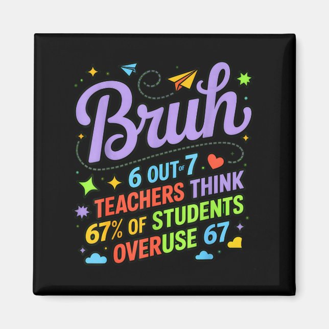 Funny Teacher Quote Bruh 6 Out Of 7 Teachers Think Magnet (Framsidan)