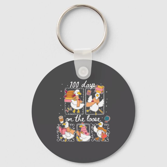 Funny Teachers Silly Goose 100 Day Of School, Goos Nyckelring (Framsida)