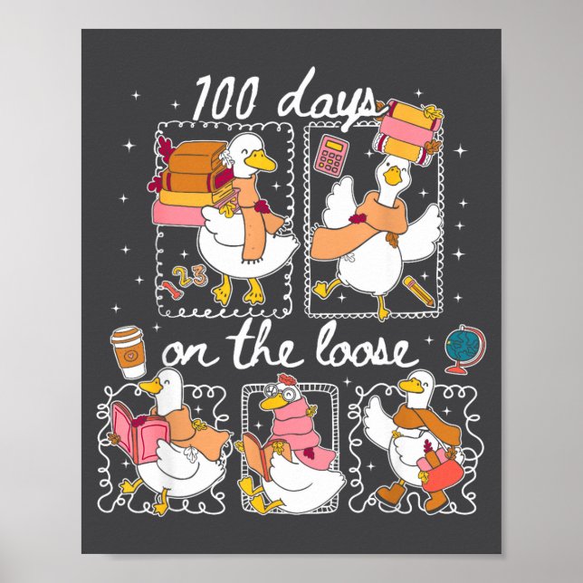 Funny Teachers Silly Goose 100 Day Of School, Goos Poster (Framsidan)