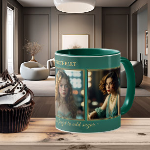 Funny Teal Art Deco Women Photo Mugg