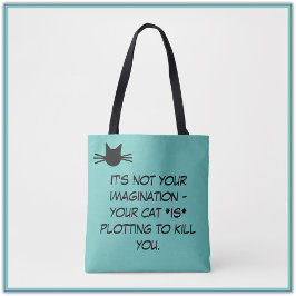 Funny Teal Blue Cat Memte Tote Tygkasse