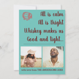 Funny Teal Whiskey jul Photo Collage Julkort